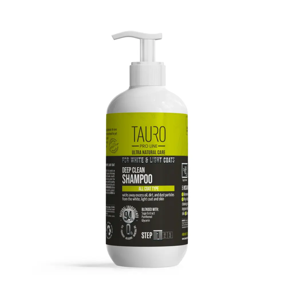 Ultra Natural Care dyprensende sjampo utviklet for hunder og katter med hvit eller lys pels