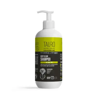 Ultra Natural Care dyprensende sjampo utviklet for hunder og katter med hvit eller lys pels