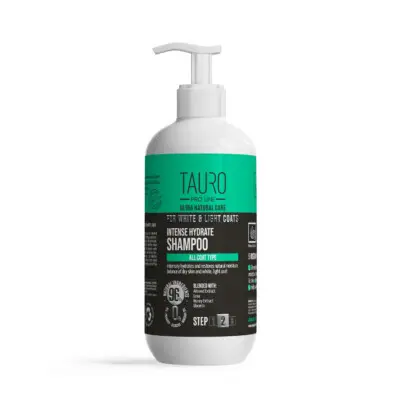 Ultra Natural Care fruktighetsgivende sjampo utviklet for hunder og katter med hvit eller lys pels