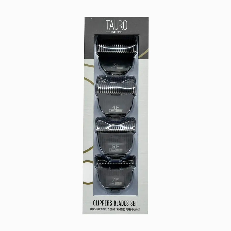TAURO PRO LINE sett med utskiftbare skjærehoder i rustfritt stål til klippemaskin, 3, 6, 9 og 12 mm