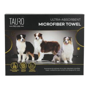 TAURO PRO LINE mikrofiberhåndkle med australske shepherd-hunder, høy absorberingsevne, 80 x 160 cm