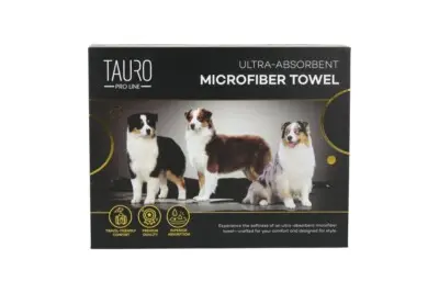TAURO PRO LINE mikrofiberhåndkle med australske shepherd-hunder, høy absorberingsevne, 80 x 160 cm