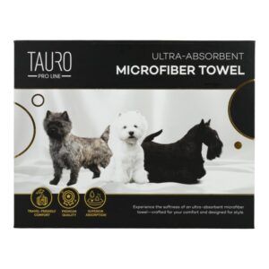TAURO PRO LINE mikrofiberhåndkle med terriere, høy absorberingsevne, 80 x 160 cm