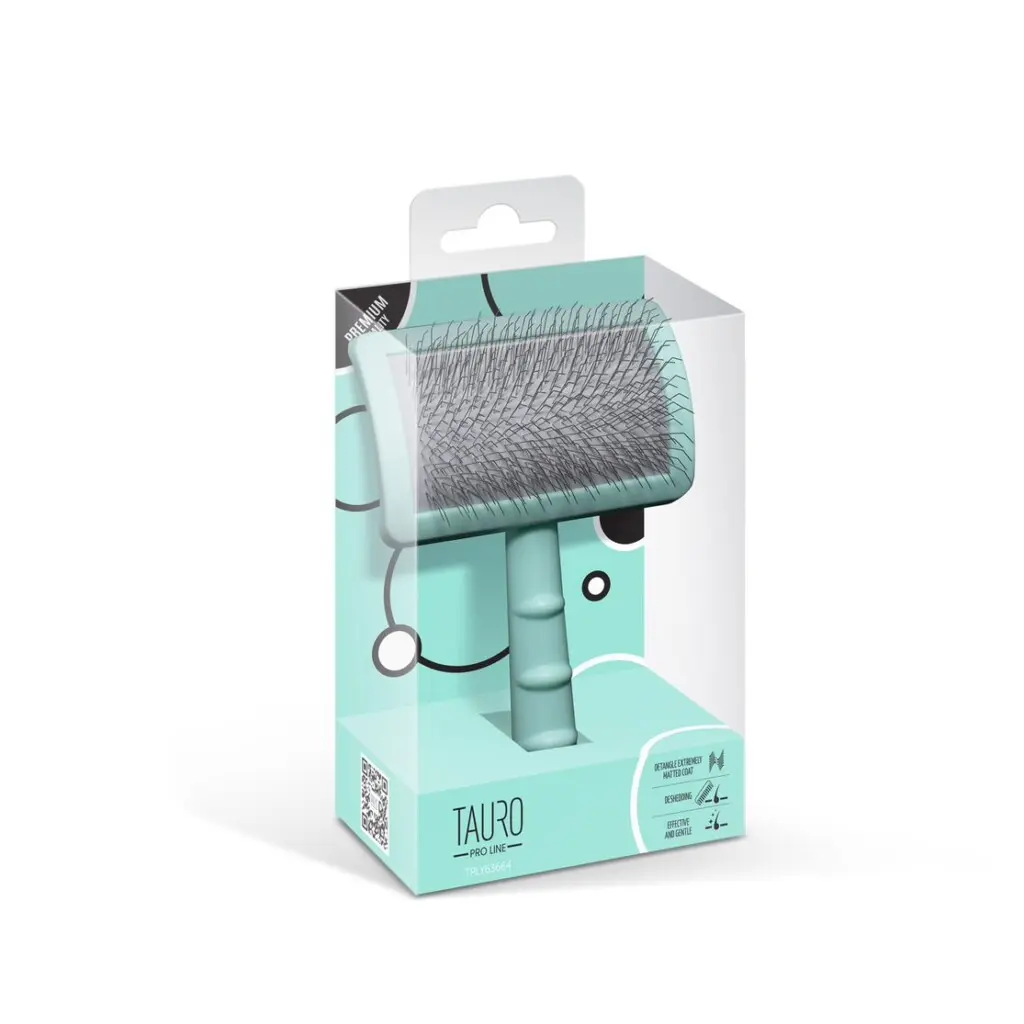Tauro Pro Line smal børste i plast med 20 mm pigger, mintgrønn