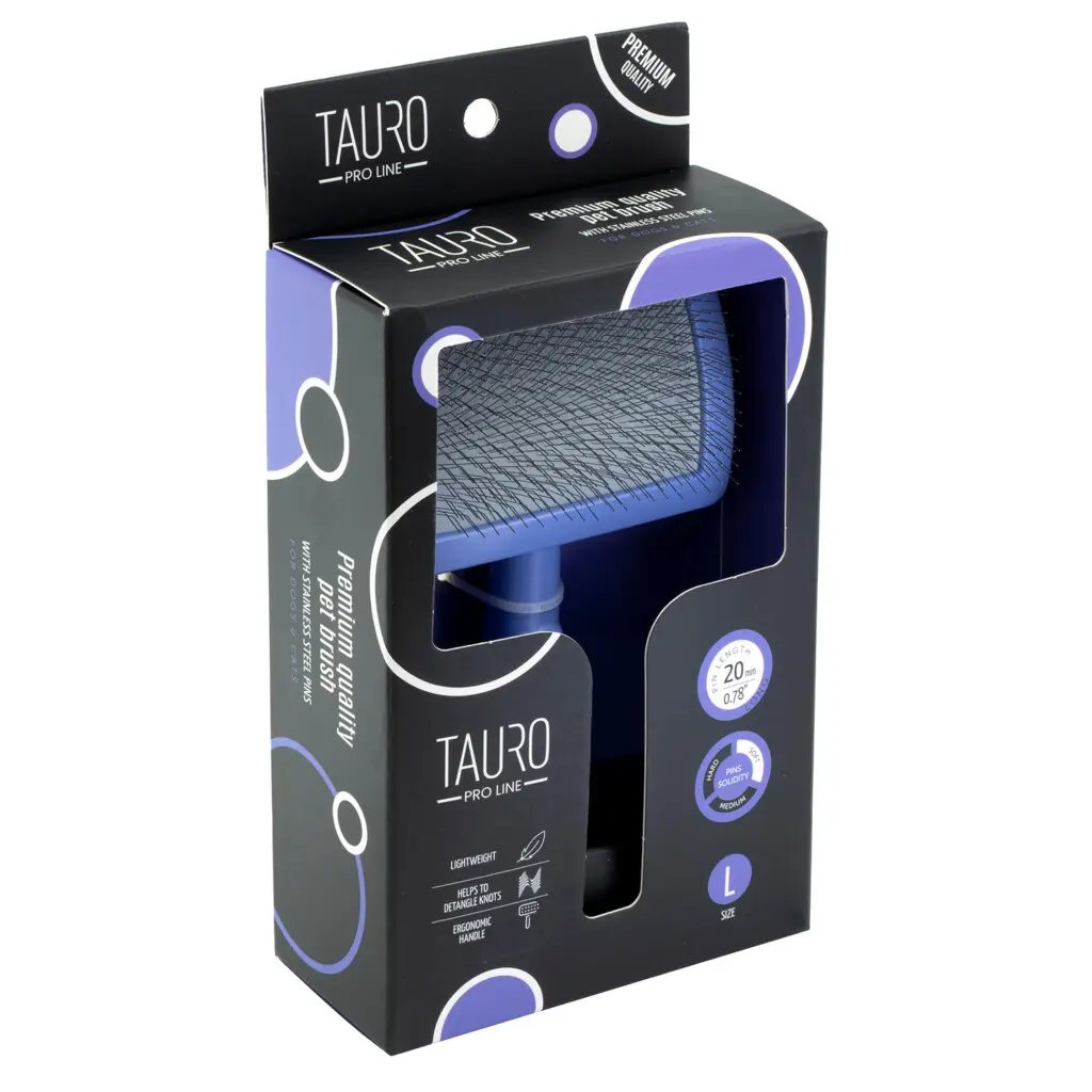 Tauro Pro Line ROYAL børste i plast, lilla, 20 mm pigger, stor (17,5 x 10,6 x 6,2 cm)