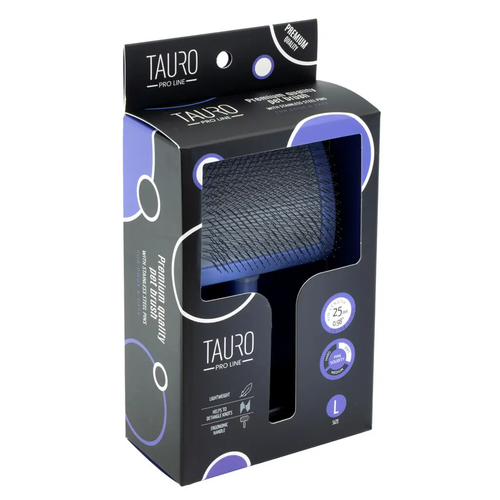 Tauro Pro Line ROYAL børste i plast, lilla, 25 mm pigger, stor (17,5 x 10,6 x 6,2 cm)