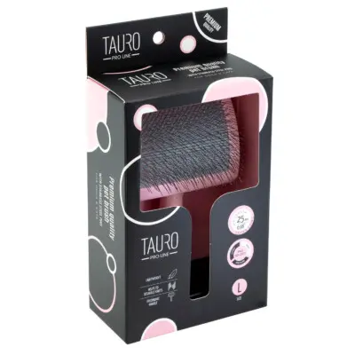 TAURO PRO LINE ROYAL børste i plast til hunder og katter, stor, rosa, stor 17,5 x 10,6 x 6,2 cm