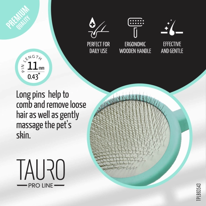 TAURO PRO LINE rund trebørste for hunder og katter, mynte, 9x 19cm - Bilde 4