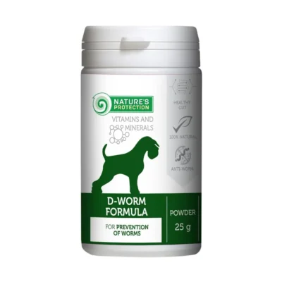 Nature’s Protection D-Worm Formula tilskuddsfôr til voksne hunder, 25 g