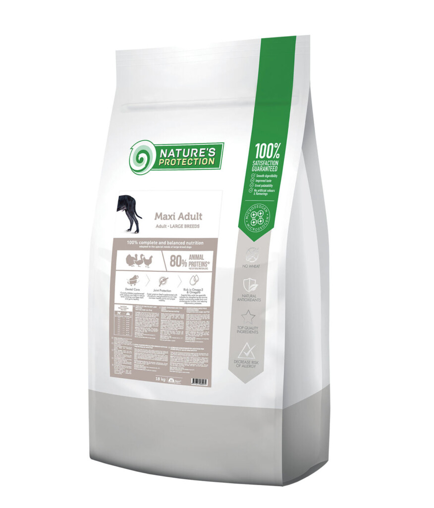 Nature’s Protection Maxi Adult Breeder Bag tørrfôr med fjærfe til voksne hunder av store raser, 18 kg