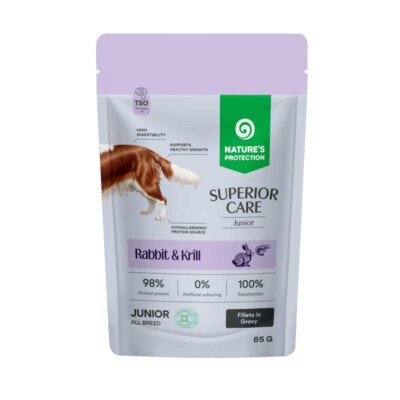 Nature’s Protection Superior Care Junior kornfritt våtfôr med kanin og krill, 85 g